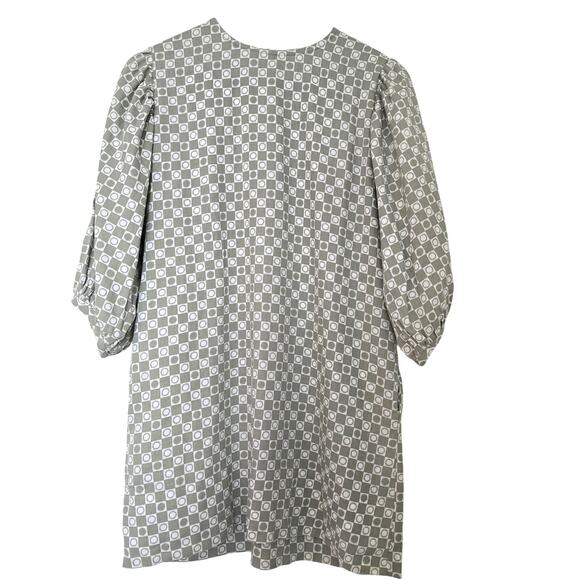 at Dawn. Dresses & Skirts - At Dawn Oahu Puff Sleeve Tunic Dress Size S Sage Green Linen Blend Geometric